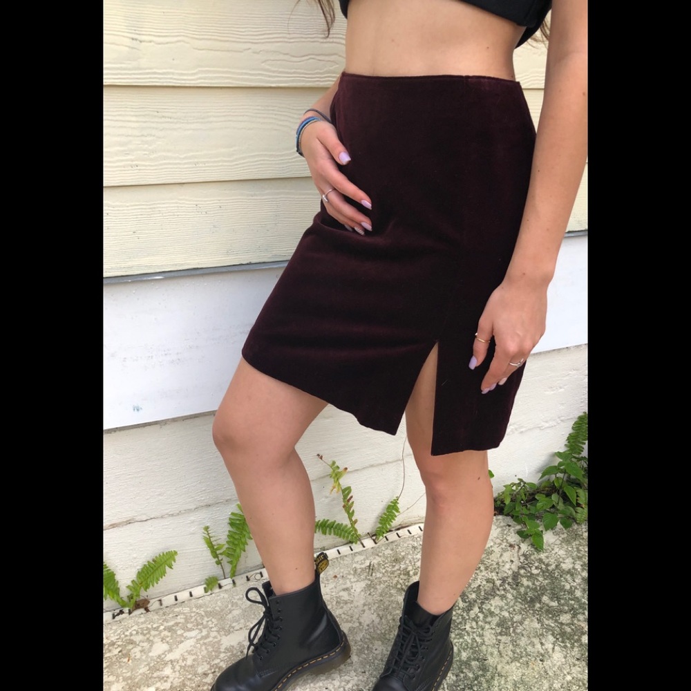 Y2K velvet skirt deep wine colored